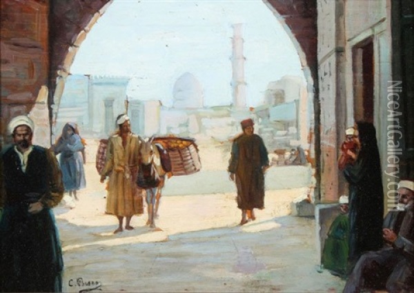 Middle Eastern Street Scene Oil Painting - Cesare Biseo