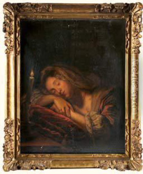 La Dormeuse. Oil Painting - Jean-Baptiste Santerre