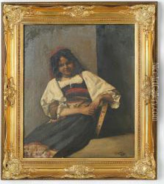 Gypsy Girl Oil Painting - Otto Wolf-Oschatz