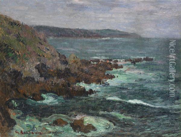 Rochers Dominant La Mer En Bretagne Oil Painting - Gustave Loiseau