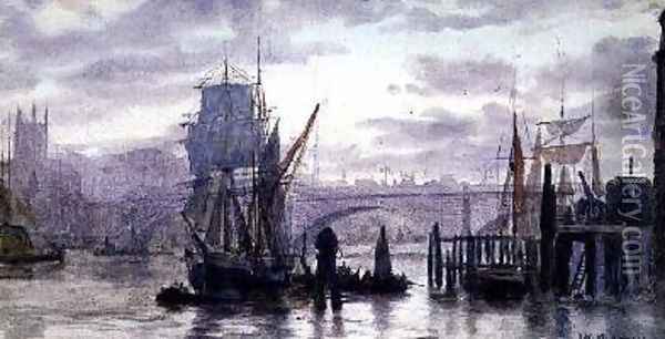 On the Thames Oil Painting - Herbert Menzies Marshall