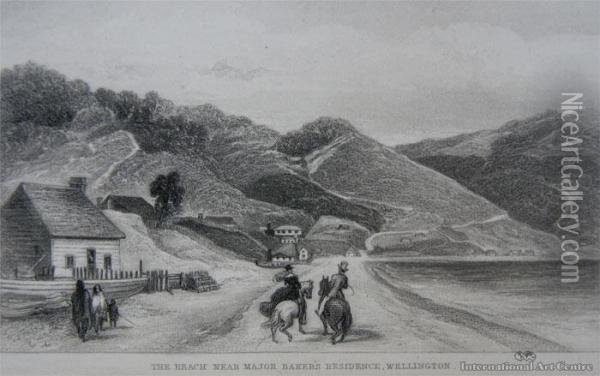 Six Views Of Wellington & One Australian Scene Oil Painting - Samuel Charles Brees