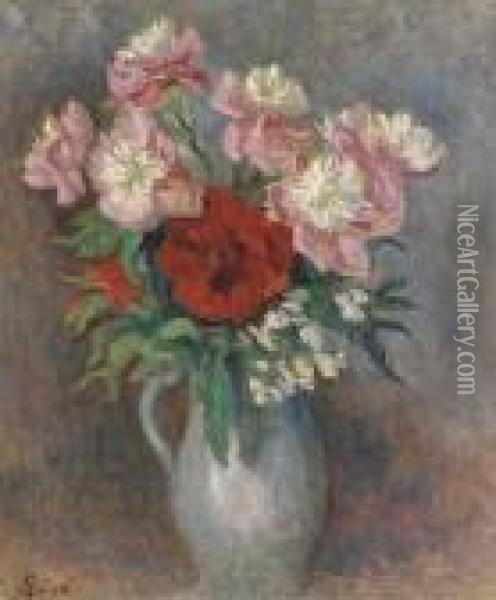 Bouquet De Pivoines Oil Painting - Maximilien Luce