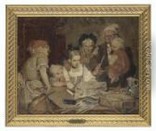 La Lecture En Famille Oil Painting - Edouard John E. Ravel