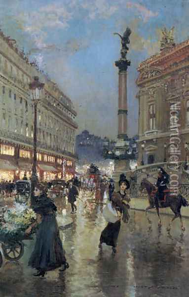A view of the Opera House, Paris Oil Painting - Georges Stein