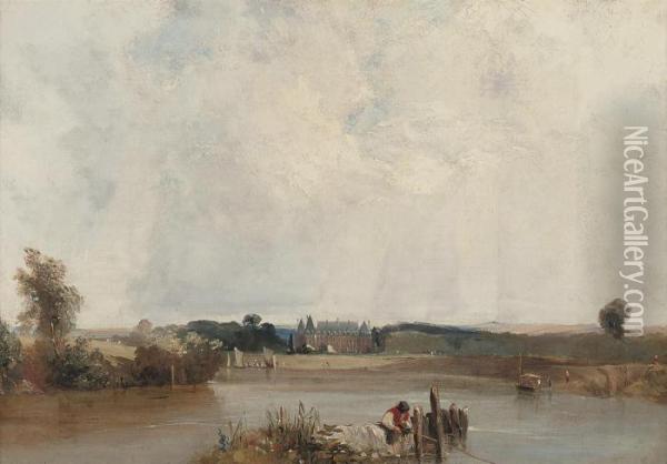 Chateau De La Duchese De Berri, On The Garonne Oil Painting - Richard Parkes Bonington
