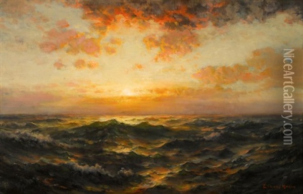 Seascape At Sunset Oil Painting - Edward Moran