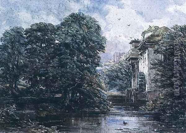 Stream and Water Mill Oil Painting - George Cattermole