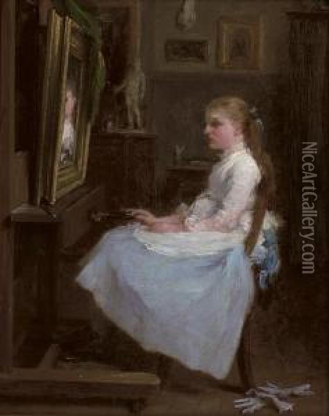 The Young Portrait Painter Oil Painting - Frederick Daniel Hardy