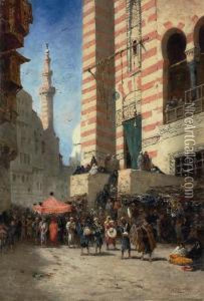 A Procession In Cairo Oil Painting - Narcisse Berchere