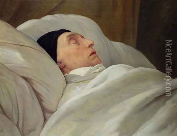 Marie Joseph 1757-1834 Marquise de La Fayette, on his Deathbed Oil Painting - Ary Scheffer