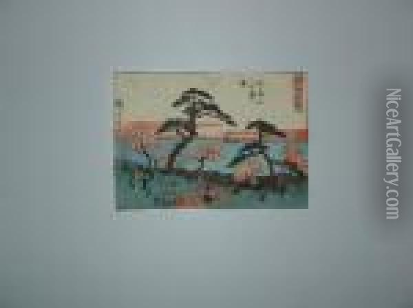 Pique-nique A Gotenyama Oil Painting - Utagawa or Ando Hiroshige