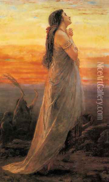 The Lament of Jephthah's Daughter Oil Painting - George Elgar Hicks