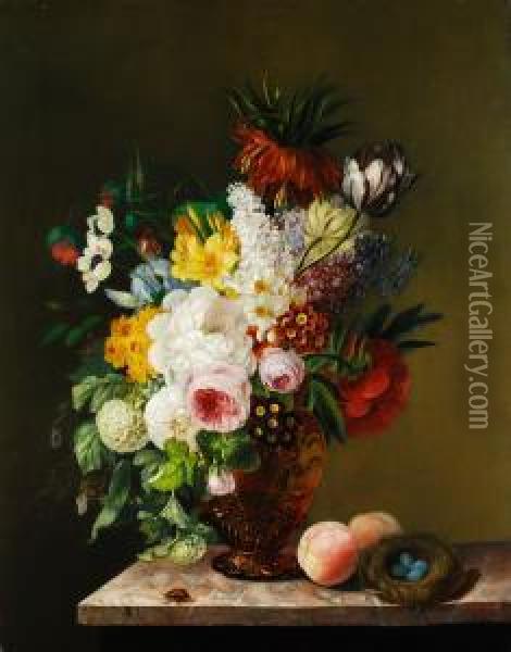 Grosses Blumenstillleben Oil Painting - Joannes Josephus Vervloet