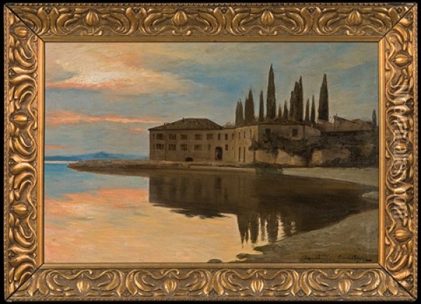 View To San Vigilio At Lago Di Garda Oil Painting - Curt Agthe