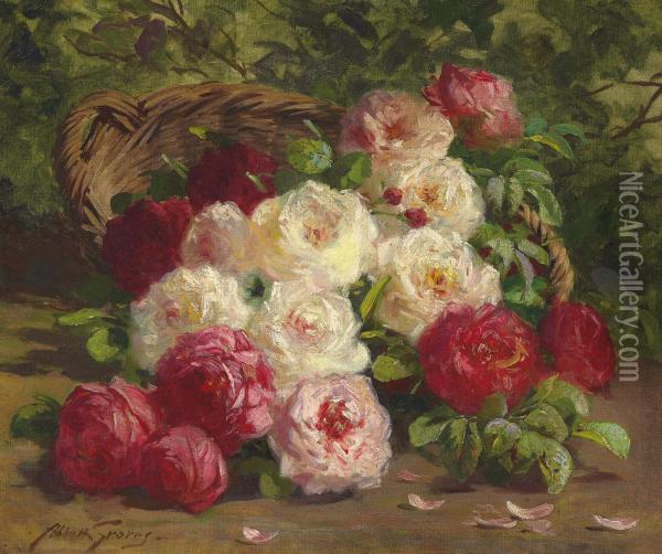 Still Life With Roses Oil Painting - Abbott Fuller Graves