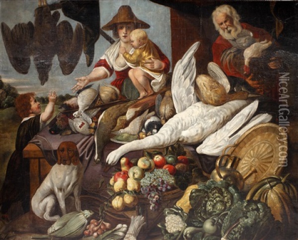 A Market Scene Oil Painting - Jacob Jordaens