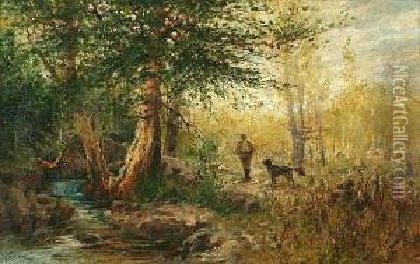 Hunter's Grove: Two Oil Painting - John Fery