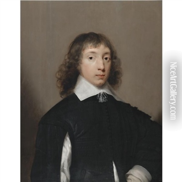 Portrait Of Sir John Heath (1614-1691) Oil Painting - Cornelis Jonson Van Ceulen