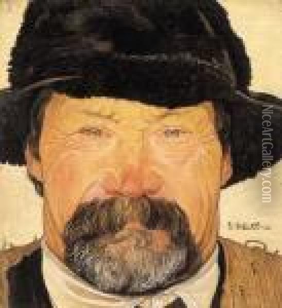 Portrat Eines Walliser Bauern Oil Painting - Ernest Bieler