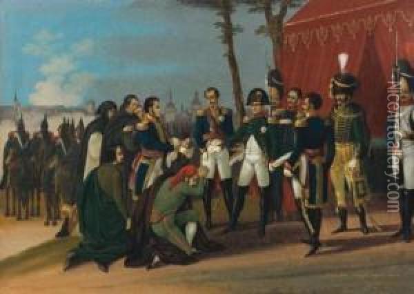 Napoleon Devant Madrid Oil Painting - Ludwig Vogel