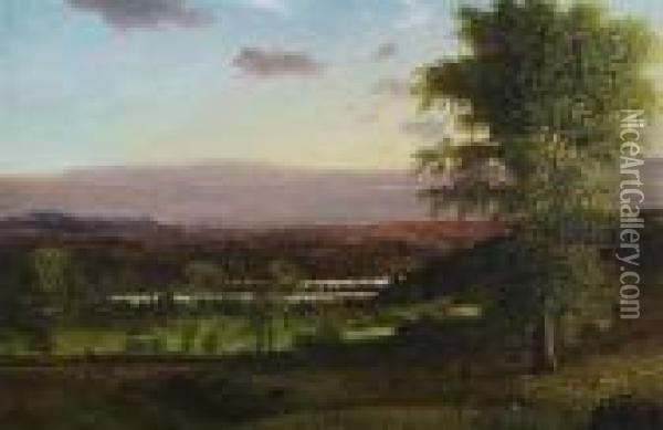 Luminous Sunset Over The Valley Oil Painting - Nelson Augustus Moore