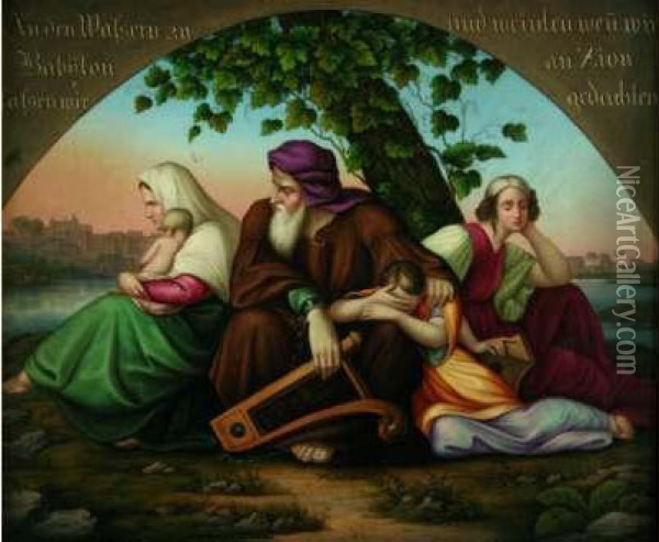 Friedrich , D'apres - An Den Wasser Zu Babylon... Oil Painting - Eduard Julius Fr. Bendemann