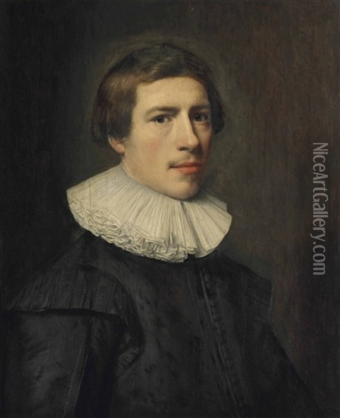 Portrait Of A Gentleman, Bust-length, In A Black Doublet And White Ruff Oil Painting - Jacob Willemsz Delff the Younger