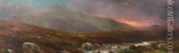 Tor Te Dartmoor Bij Ondergaande Zon Oil Painting - George Shaw