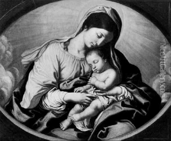 Vierge A L'enfant Oil Painting - Giovanni Battista Salvi (Il Sassoferrato)
