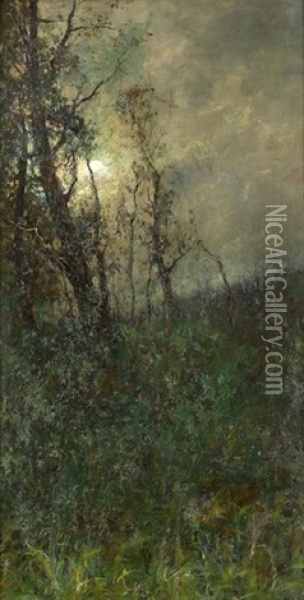 Waldpartie Bei Mondschein Oil Painting - Louis Alexandre Bouche