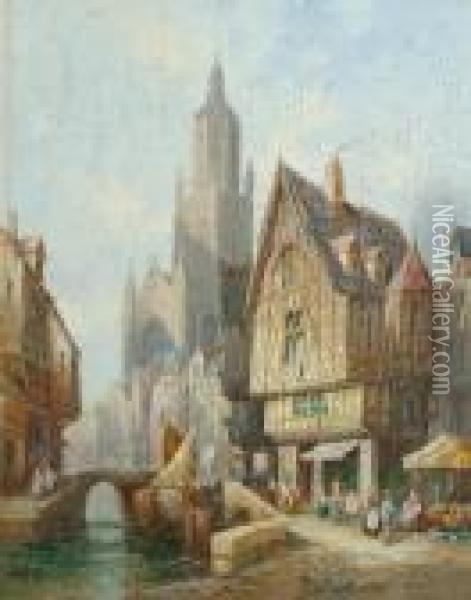 'utrecht, Holland'; 'coutance, 
Normandy'each 'h. Schafer' And Inscribed With Title On The Reverse Oil Painting - Henry Thomas Schafer