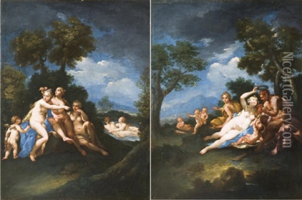 Venusz Oltoztetese (+ Szatir Nimfakkal; Pair) Oil Painting -  Parmigianino (Michele da Parma)