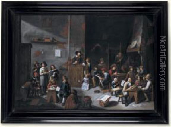 The Interior Of A School Room Oil Painting - Gillis van Tilborgh