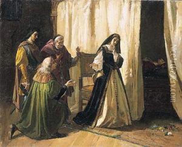 La Demencia De Dna. Juana De Castilla Oil Painting - Lorenzo Valles