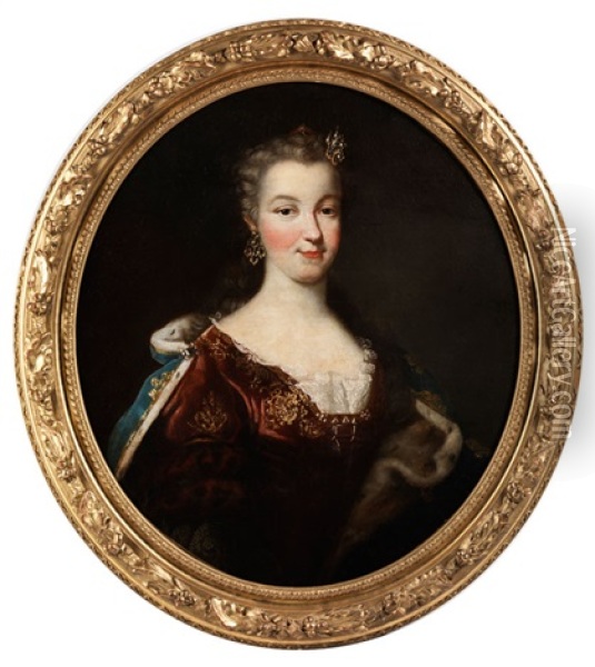 Portrait Der Franzosischen Konigin Maria Leszczynska, 1703 - 1768 Oil Painting - Alexis-Simon Belle