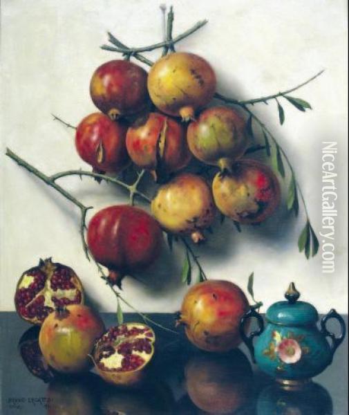 Melograni E Porcellana Oil Painting - Bruno Croatto