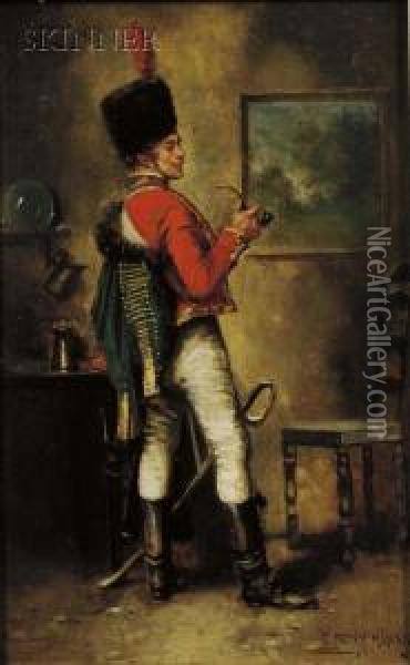 Soldier With A Pipe Oil Painting - Edward Percy Moran