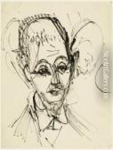 Portrait Of A Man Oil Painting - Ernst Ludwig Kirchner