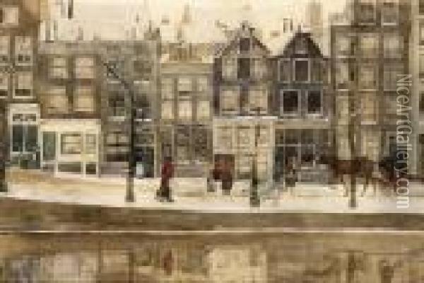 Lauriergracht Amsterdam In Winter Oil Painting - George Hendrik Breitner