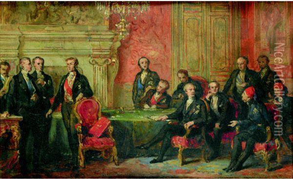 Esquisse Pour Le Congres De Paris Oil Painting - Edouard Louis Dubufe