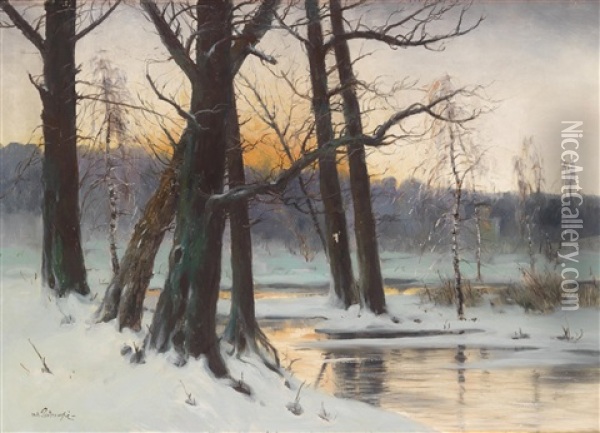 Winterlandschaft Oil Painting - Korwin Mieczysiaw Piotrowski