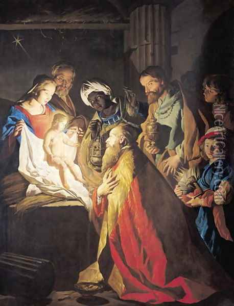 The Adoration of the Magi Oil Painting - Matthias Stomer