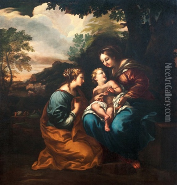 The Mystic Marriage Of Saint Catherine (collaboratin W/workshop) Oil Painting - Ciro Ferri