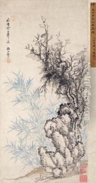 Ancient Tree And Rock Oil Painting - Yun Shouping