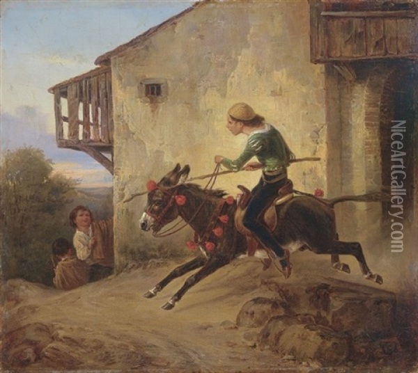 Eselreiter Oil Painting - Theodor (Fried. Wilhelm Heinrich Th.) Hosemann