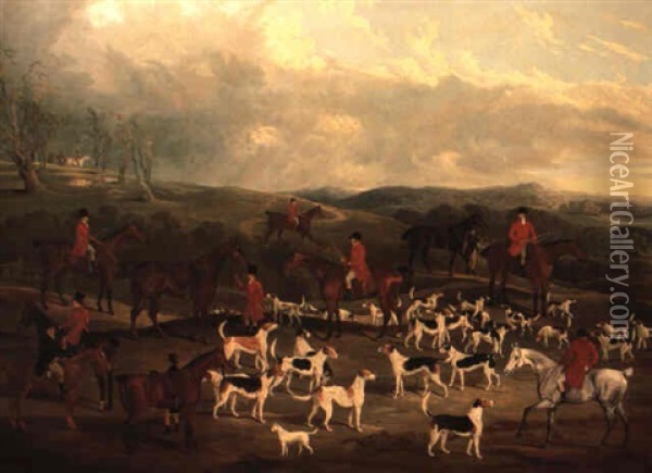The Hon. Edward Petre Of Stapleton Park With The Badsworth Hounds Oil Painting - David (of York) Dalby