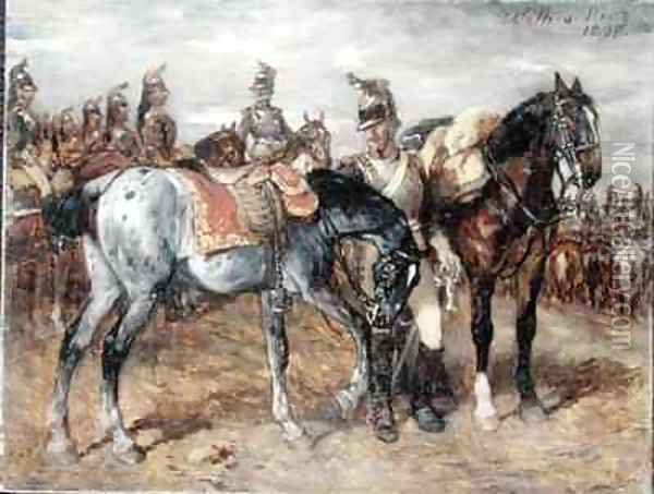 A Troop of French Cuirassiers Oil Painting - Wilhelm Von Diez