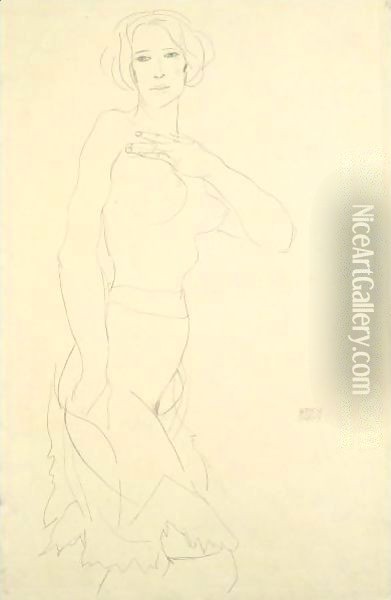 Madchenakt (Female Nude) Oil Painting - Egon Schiele
