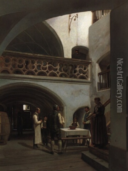 Tischgebet, S_dtiroler Bauernfamilie Oil Painting - Wilhelm Ludwig Friedrich Riefstahl
